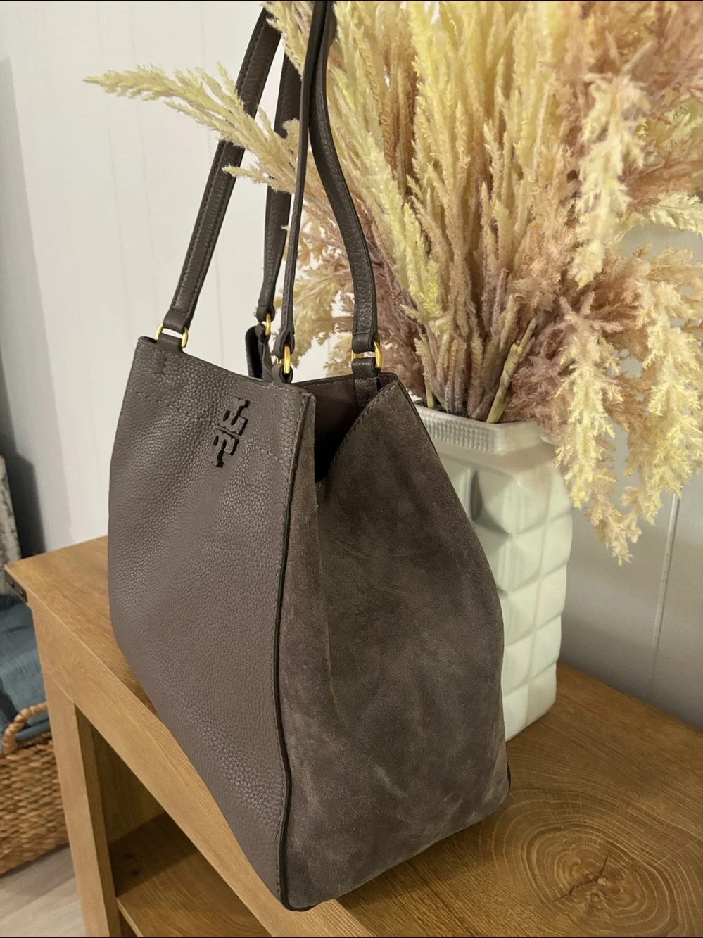 Tory Burch McGraw leather & suede shoulder bag Tote
